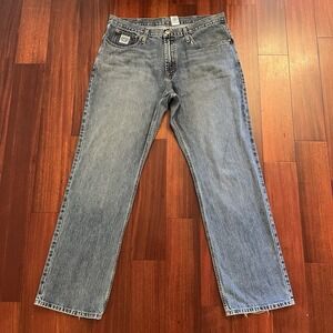 Cinch Jeans Men 38x34 Blue White Label Relaxed Cotton Western Workwear Denim *